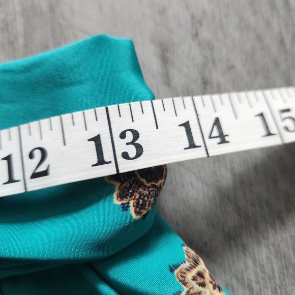 Vintage Tan Jay 2 Piece Midi Dress Set Teal Green With Floral Print Women's 8 - Picture 15 of 16